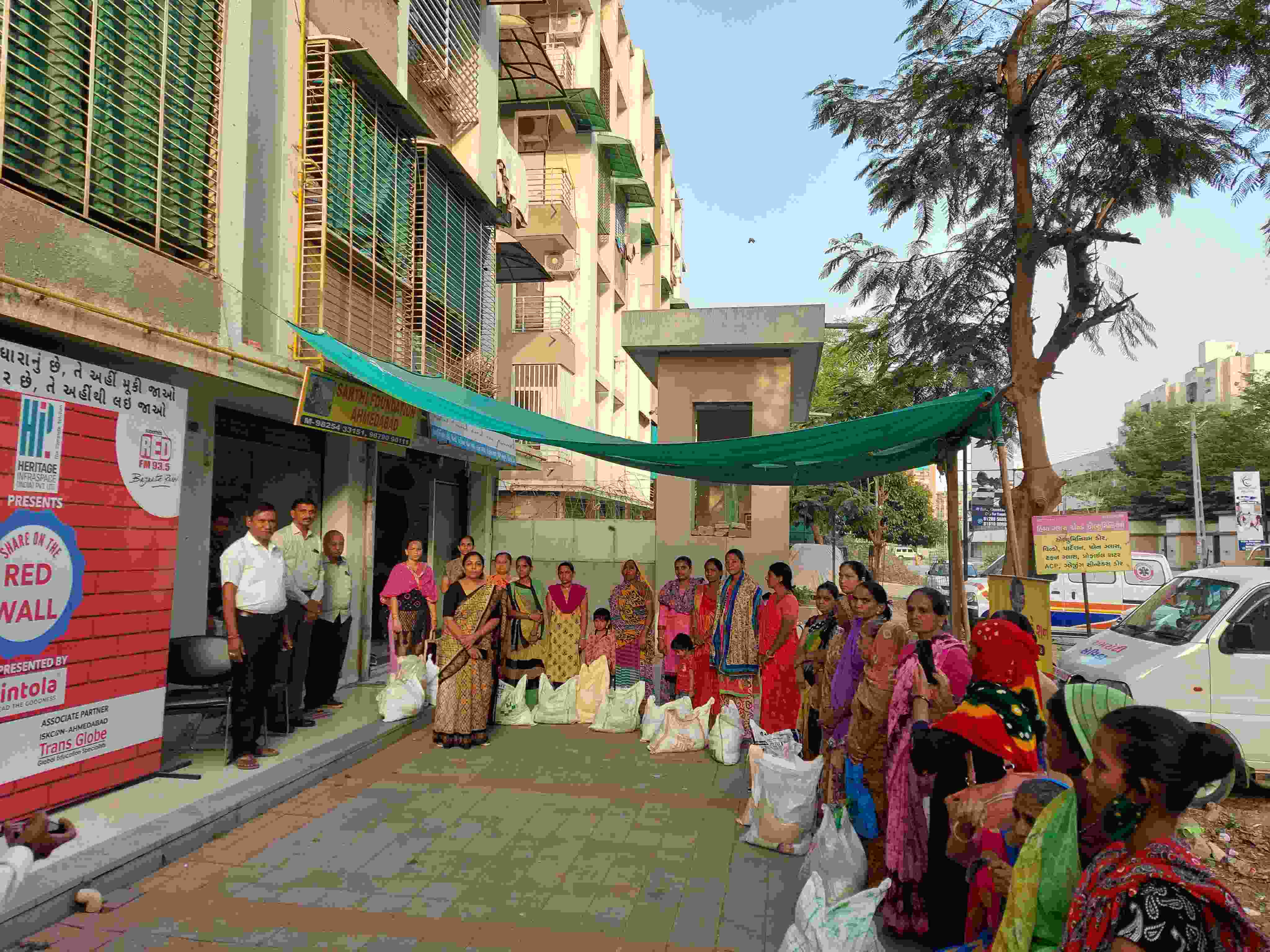 Grocery kits being distributed to widows
