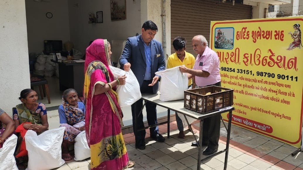 Indoor distribution event for widow support program